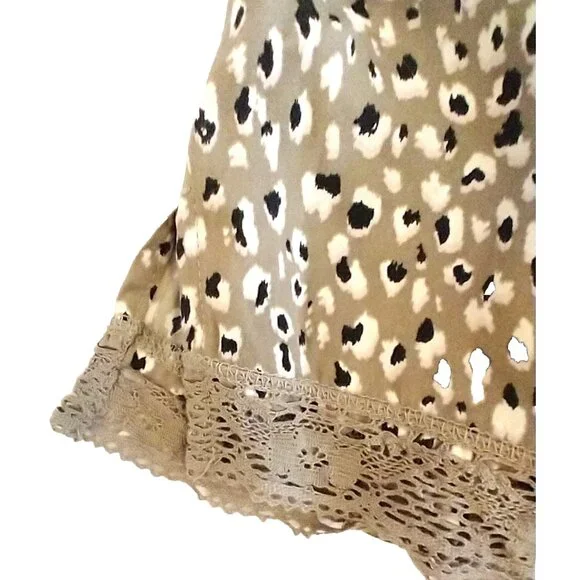 Aerie Satin Pajama Lounge Sleep Shorts Lace-trimmed Animal Print - L  (NWT) - Picture 2 of 5